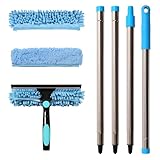 Terafeels 170cm Teleskop Fensterwischer Abzieher Set, 2 in 1 Teleskopstange...