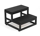 Holz Tritthocker 2 Stufen für Erwachsene Kinder, Anti-Rutsch Holztritt mit...