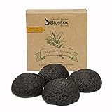 BlueFox Konjac Schwamm 4er Set Bambus Aktivkohle, Gesichtsreinigung für unreine...