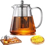 1.3L Teekanne Glas, Teekanne mit Siebeinsatz, Borosilikatglas Teeservice...
