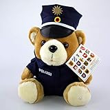 Teddywelt Polizei Teddy mit blauer Achteck-Mütze, Plüschtier Kuscheltier Bär...