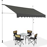 COSTWAY Klemmmarkise 300 cm breit, Balkonmarkise ohne Bohren, UV-beständig,...
