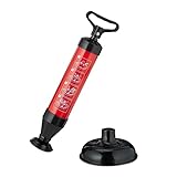 Relaxdays Abflussreiniger Pumpe, 2 Aufsätze für WC, Dusche, Waschbecken,...