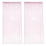 2 Stück Fadenvorhang Tür, 100 X 200 cm Glitzer Streifenvorhang, Rosa...