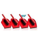 BigDean 4 Stück Kehrschaufel Set in Rot – Handfeger mit stabilen + robusten...
