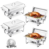 VEVOR Chafing Dish Buffet-Set 4 Stk Edelstahl-Speisenwärmer mit 4 Pfannen in...
