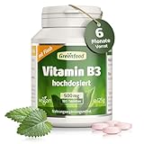 Vitamin B3 (mit Flush!), extra hochdosiert, 500mg - 180 Tabletten, vegan. Niacin...