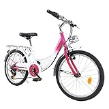 WOQLIBE Kinderfahrrad 20 Zoll 6-Gang Fahrräder Rosa Jugendliche Fahrrad Bike...