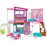 Barbie-Ferienhaus (116 x 77,9 cm), 6 Spielbereiche, komplett eingerichtet mit...