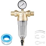 Behogan Wasserfilter Wiederverwendbare: 1 Zoll Rückspülfilter Wasserfilter, Wasser Vorfilter Sedimentfilter, Filterkombination mit 3/4' Adapter,Ausspülbarer Vorfilter für Hausanschluss Hauswasserwerk