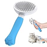 Zivacate Katzenbürste Hundebürste [Ergonomischer Griff & Ein-Klick-Reinigung]...