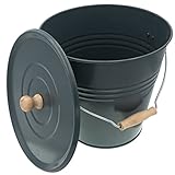 HRB Zinkeimer Ascheeimer mit Deckel grau 12 Liter ideale Kamin Zubehör...