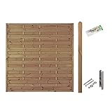 Sichtschutz Zaun Holz Berlin | Erweiterungsset mit Montagematerial, Lamellenzaun...