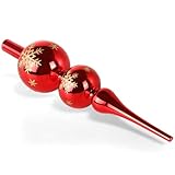 ZZOUFI Christbaumspitze Rot, Weihnachtsbaumspitze Glas, 31cm Große Baumspitze...