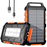 Solar Powerbank Outdoor 26800mAh, PD15W Tragbare Solar Ladegerät mit Solarpanel...