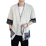 Siehin Herren Japan Happi Kimono Haori Jacke Übergangsjacke Baumwolle Leinen...