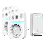 TECKNET Türklingel Batterielose, Steckdosen-Funkklingel Wasserdicht Drahtloses...
