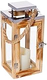 Lights4fun Salcombe Holz Laterne mit LED Kerze Batteriebetrieb Timer Echtholz...