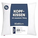 Blumtal Kopfkissen 80x80 cm - Nackenkissen mit anpassbarer Füllung - 100%...