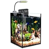 Craftsboys 5.5L Aquarium-Starter-Kits, Nano-Glas-Aquarium mit Filter, LED-Licht...