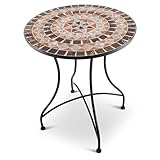 Raburg Mosaiktisch, 60 cm Ø, runder Gartentisch mit Mosaikmuster, Balkon- und...