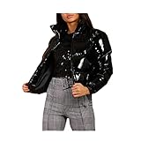 Damen Puffer Jacke Einfarbige Winterjacke Warm Stehkragen Übergangsjacke Frauen...