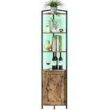 Lifewit Weinschrank Eckschrank 5 Ebenen mit LED Licht, Vintage Barschrank mit...