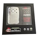 Zippo Handwärmer Set Silber mit Benzin 125ml Stoffbeutel einfüllhilfe Hand...