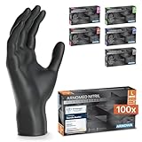 ARNOMED Einweghandschuhe 100 Stück/Box, Schwarze Nitrilhandschuhe L, puderfreie...