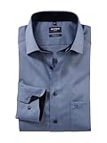 OLYMP Herren Oberhemd Langarm Luxor,Natté,modern fit,Global Kent,Marine 18,41