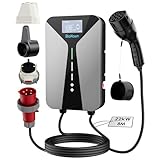 BiaHawn Wallbox 22kW 3-Phasen mit 4,3' Display – Typ 2 Ladekabel 8m & CEE 32A...