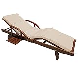 Casaria® Sonnenliege Holz inkl. Auflage Creme 320kg Belastbar 195x55cm Klappbar...
