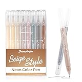 SMOOTHERPRO Farbgelstifte | 8 Stück Beige Rollerball Stifte 1,0 mm Spitze |...