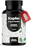 Kupfer Tabletten - 400 Stück x 2 mg Kupfer aus Kupferbisglycinat - hochdosiert...