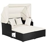 GIANTEX Sonneninsel Sonnenliege Set Rattan, Gartenliege 2 Personen mit faltbarem...