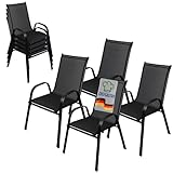 CHEFGASTRO Gartenstuhl 4er Set stapelbar mit Armlehnen & hohe Rückenlehne HxBxT...