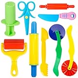 Kinder Knet-Werkzeug Set, 9-teilig, mit Teigroller, Ausstechformen,...