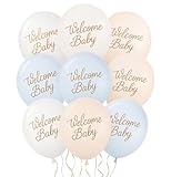 Set 10 Luftballons Welcome Baby pastell Ballons Babyparty Geburt Willkommen Baby...
