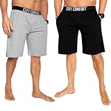 CityComfort Pyjama Shorts Herren, Kurze Schlafanzughose Herren mit Seitentaschen...