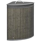 HOMCOM Bambus Wäschekorb mit Deckel 55L Wäschesammler mit Griffen,...