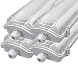 LUXULA 4er Pack LED Feuchtraumleuchte mit 2x18W LED-Röhren T8-120cm - 3600lm -...