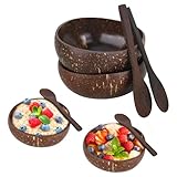 smtfcty Kokosnuss Schalen 2er Set mit Kokos Löffel,Großes Coconut Bowls Set,...
