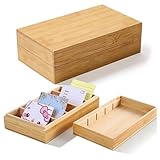BAIFULAI Karteikasten Holz: 22.2 × 12.8 × 9.1 cm Klassische Lernkarteibox mit...