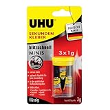 UHU Sekundenkleber extra stark | 3x1g Kleber Tuben mit Aufbewahrungsbox |...