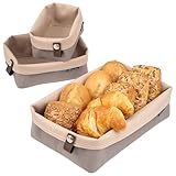eluno Brotkörbe 3er-Set aus schmutzabweisender, waschbarer Kunstfaser,...