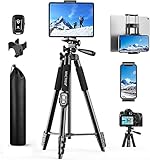 Handy Stativ, Upgrade 165cm / 65' Kamera Stativ für Smartphone iPad, 360°...