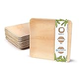 BIOZOYG Einwegteller 50 Stück 25x25 cm Palmblatt-Teller - Einweggeschirr...