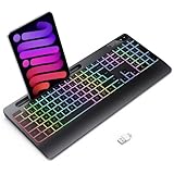 TECURS Gaming Tastatur Kabellos-Leise, Ergonomisch, 2 in 1 USB A/C,...