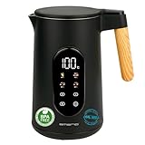EMERIO Wasserkocher Edelstahl 1.7L | isolierte Doppelwand | Temperaturwahl...