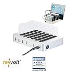 revolt Multiladestation: 6-Port-USB-Ladestation mit entnehmbaren Trennwänden,...